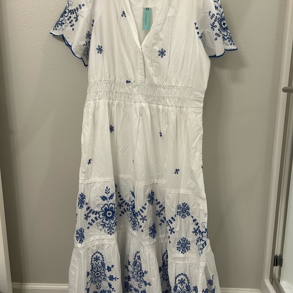 Anthropologie White and Blue Plus Size Dress - Picture 1 of 2